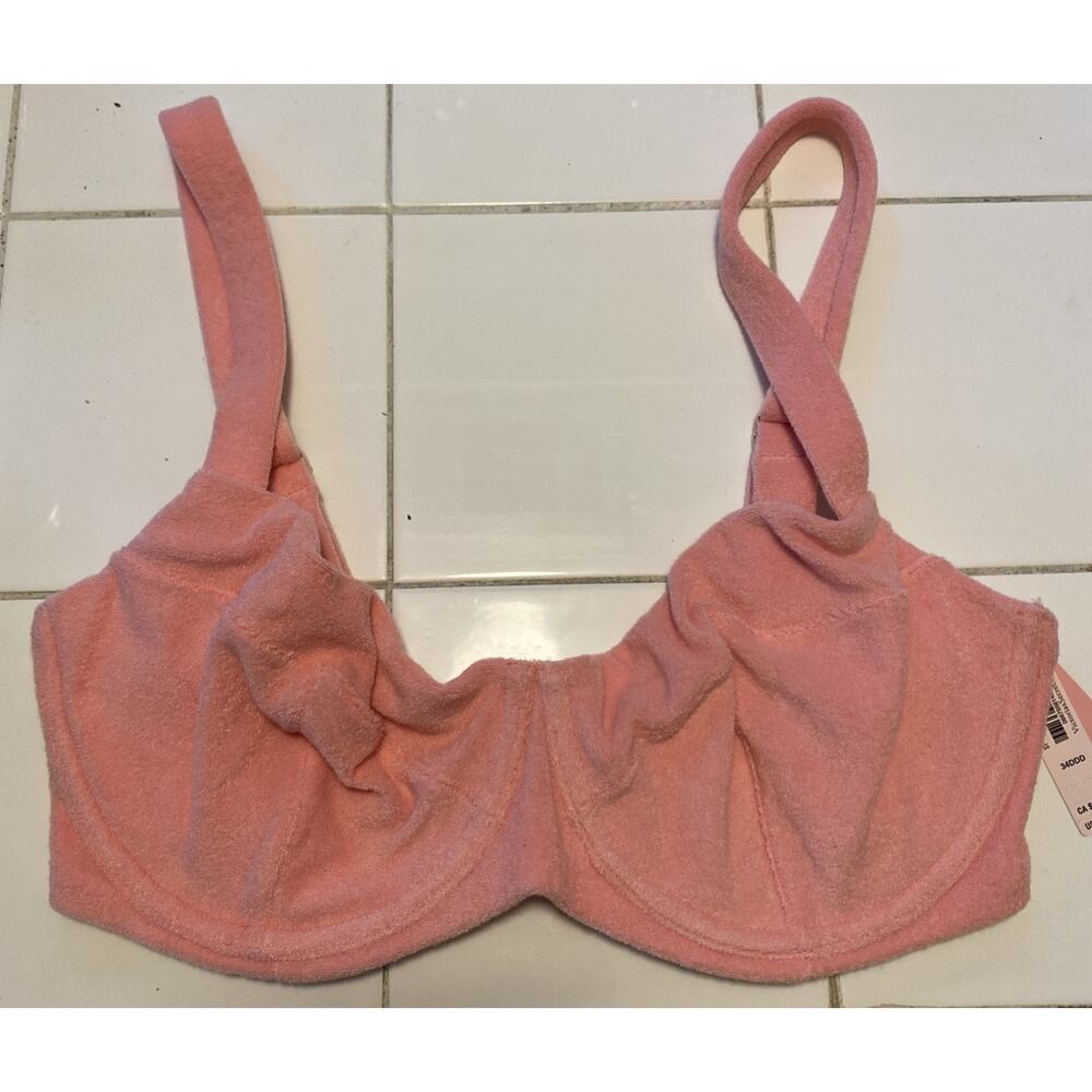 Victoria’s Secret Terry Cloth Balconette Push Up Bikini Top Pink Size 34DDD